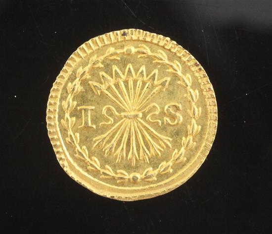 A Dutch One Stuiver gold coin, 1738, 1.75g, uneven edge otherwise EF